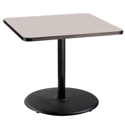 National Public Seating Square Café Table, Round Base, 30"H x 36"W x 36"D, Gray Nebula/Black