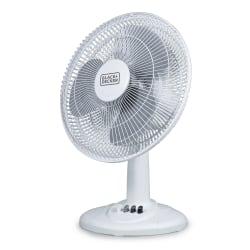 BLACK+DECKER 3-Speed Oscillating Portable Table Fan, 18-5/16"H x 13-5/16"W x 9-13/16"D, White