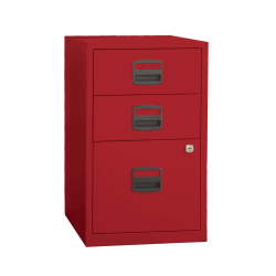 Bisley 14-13/16"D Vertical 3-Drawer Under-Desk File Cabinet, Red