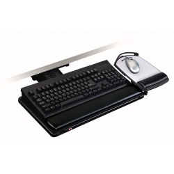 3M™ Underdesk Knob-Adjustable Keyboard Tray, Black, T32809