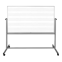Luxor Magnetic Double-Sided Mobile Music Dry-Erase Whiteboard, 72" x 48", Aluminum Frame With Silver Finish, MB7248MW