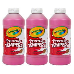 Crayola Premier Tempera Paints, 16 Oz, Magenta, Pack Of 3 Paints