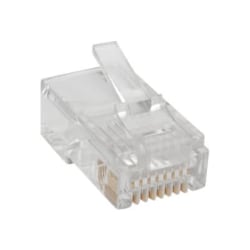 Tripp Lite RJ45 Modular Connector for Round Stranded UTP Conductor 4-Pair Cat5e, 100 Pack - Network connector - RJ-45 (M) - UTP - CAT 5e - round, stranded - clear (pack of 100)