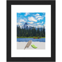 Amanti Art Grace Narrow Picture Frame, 13" x 16", Opening Size 11" x 14" (Matted To 8" x 10"), Brushed Metallic Black