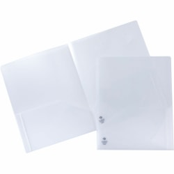 Business Source Poly Portfolios, Letter Size, 60-Sheet Capacity, Clear, Pack of 5