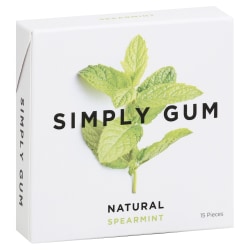 Simply Gum Chewing Gum, Spearmint, 0.74 Oz, Total Qty 12