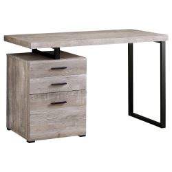 Monarch Specialties 48"W Computer Desk With 3 Drawers, Taupe Woodgrain/Black