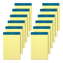 TOPS™ Docket™ Writing Pads, 5" x 8", Legal Ruled, 50 Sheets, Canary, Pack Of 12 Pads