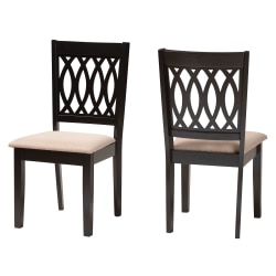 Baxton Studio Florencia Finished Wood Dining Accent Chairs, Beige/Espresso Brown, Set Of 2 Chairs