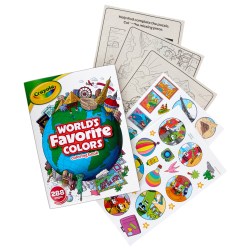 Crayola World's Favorite Colors Coloring Book, 288 Coloring Book Pages for Kids & Adults, Easy & Simple Designs, 1 Sticker Sheet