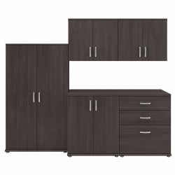 Bush® Business Furniture Universal 92"W 5-Piece Modular Storage Set With Floor And Wall Cabinets, Storm Gray, Standard Delivery