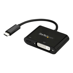 StarTech.com USB-C to DVI Adapter with Power Delivery (USB PD) - USB Type C Adapter - 1920 x 1200 - Black - Use this USB Type C adapter to output DVI video and charge your laptop using a single USB C port - USB display adapter - USB-C dongle - USB-C to D