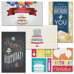 All Occasion Cards, Economy Birthday Greeting Card Assortment With Envelopes, 8" x 4-11/16", Pack of 25 Cards