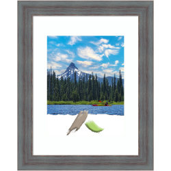 Amanti Art Rectangular Wood Picture Frame, 13" x 16" With Mat, Dixie Gray Rustic