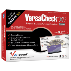 VersaCheck X9 Platinum 2026 + VersaCheck ONLINE Platinum Bundle, 5 Users, 1-Year Subscription, PC, Download