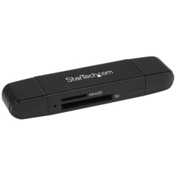 StarTech.com USB 3.0 Memory Card Reader for SD and microSD Cards - USB-C and USB-A - Portable USB SD and microSD Card Reader - SD, MultiMediaCard (MMC), microSD, SDHC, SDXC, microSDHC, microSDXC - USB Type C, USB 3.1 1.95 TB Flash DriveExternal - 1 Pack