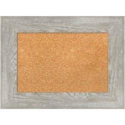 Amanti Art Rectangular Non-Magnetic Cork Bulletin Board, Natural, 24" x 18", Dove Graywash Plastic Frame