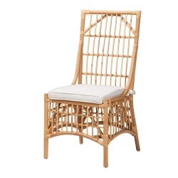 bali & pari Rose Rattan Dining Chair, White/Natural Brown