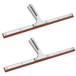 Gritt Commercial Window Squeegee With Double Natural Rubber Blade, 14", Orange/Silver, Pack Of 2 Squeegees