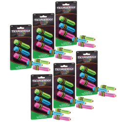 Ticonderoga Pencil-Shaped Erasers, 3" x 3/4", Neon, 3 Erasers Per Pack, Set Of 6 Packs