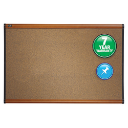 Quartet® Select Prestige™ Color Cork Bulletin Board, 48" x 36", Aluminum Frame With Light Cherry Finish