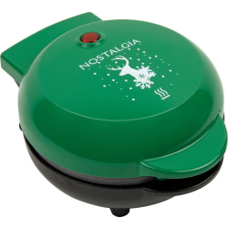 Nostalgia MyMini Personal Electric Waffle Maker, 3-3/4"H x 6-1/2"W x 5-1/4"D, Green Reindeer