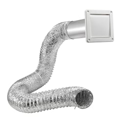 Lambro 4 in. Bath Fan Exhaust Through-the-Wall Vent Kit with Single Flap Vent. Aluminum Snap-Lock Tail Pipe, White, 481UL - 481UL