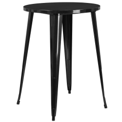 Flash Furniture Commercial Grade 30" Round Metal Indoor-Outdoor Bar Height Table, Black