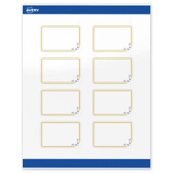 Avery® Print-To-The-Edge Labels With Sure Feed® Technology, S00-DMP-PRWGP10, Rectangle, 2"x3", Glossy White, Preprinted Double Gold Border with Florals Design, Pack Of 80