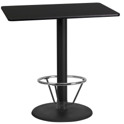 Flash Furniture Rectangular Laminate Table Top With Round Bar Height Table Base And Foot Ring, 43-3/16"H x 24"W x 42"D, Black