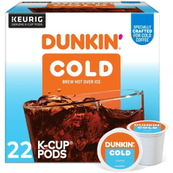 Dunkin' Brew K-Cup, Pod Over Ice, Keurig Single Serve K-Cup Pods, 22 Count - Smooth - K-Cup, Pod - Roasted, Arabica - Kosher - 22 / Pack