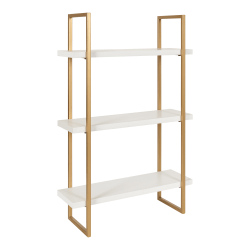 Kate and Laurel Leigh Wood and Metal Wall Shelves, 30"H x 20"W x 7"D, White/Gold