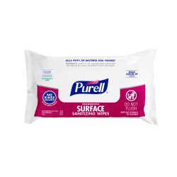 Purell® Foodservice Surface Sanitizing Wipes, Fragrance Free, 7-7/16" x 9", White, Flowpack Of 72 Wipes