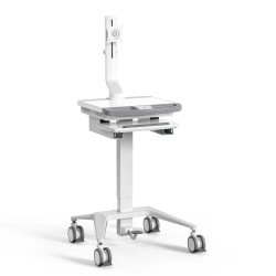 Mount-It! MedHub Mobile Medical Cart Workstation with Monitor Mount, White/Gray