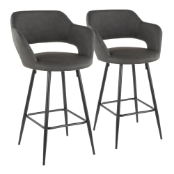 LumiSource Margarite Contemporary Counter Stools, Black/Gray, Set Of 2 Stools