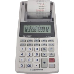 Sharp EL-1611V 12-digit Mini Printing Calculator, White