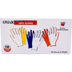 Omar Disposable Powder-Free Vinyl General-Purpose Gloves, Extra Large, Clear, 100 Gloves Per Box