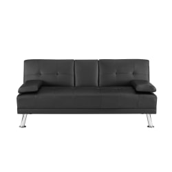 Linon Harter Faux Leather Sofa Bed, Black