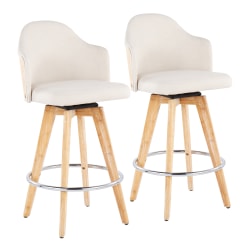 LumiSource Ahoy Fixed-Height Counter Stools, Cream/Natural Bamboo, Set Of 2 Stools