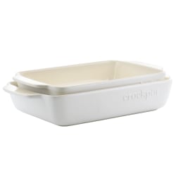 Crock-Pot Artisan Rectangular Stoneware Bake Pan Set, Cream