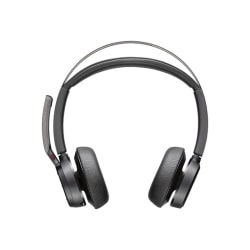 Poly Voyager Focus 2 USB-A Headset With Charging Stand - Stereo - USB Type A - Wired/Wireless - Bluetooth - 298.6 ft - 20 Hz - 20 kHz - Over-the-head, On-ear - Binaural - 4.92 ft Cable - MEMS Technology, Electret Condenser Microphone