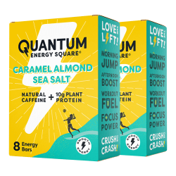 QUANTUM ENERGY SQUARE CARAMEL ALMOND SEA SALT HEALTH BARS - 16-1.69 OZ