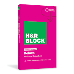 H & R Block Deluxe 2023 Tax Software, For PC/Mac, Product Key/Download