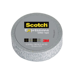 Scotch® Expressions Glitter Tape, 0.59" x 196", Silver