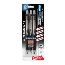 Pentel EnerGel PRO Pigment Gel Pens, Medium Point, 0.7 mm, Blue Barrel, Blue Ink, Pack Of 3