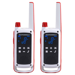 Motorola Solutions Talkabout 35 Mi. Red Cross Emergency Preparedness 2-Way Radios, 7.52"H x 2.21"W x 1.3"D, White/Red, T478, Pack Of 2 Radios