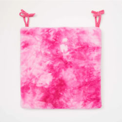 Dormify Leah Tie Dye Faux Fur Seat Cushion, Hot Pink