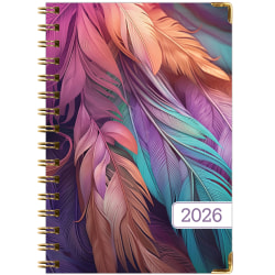 2025-2026 Global Excello Brands Hardcover Fashion Weekly/Monthly Planner, 5-1/2" x 8", Pastel Peacock, November 2025 To December 2026