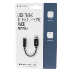 Vivitar Lightning To Headphone Jack Adapter, Black, NIL2002-BLK-STK-24
