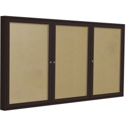 Ghent Enclosed Vinyl Bulletin Board, 48" x 72", Caramel, Bronze Aluminum Frame